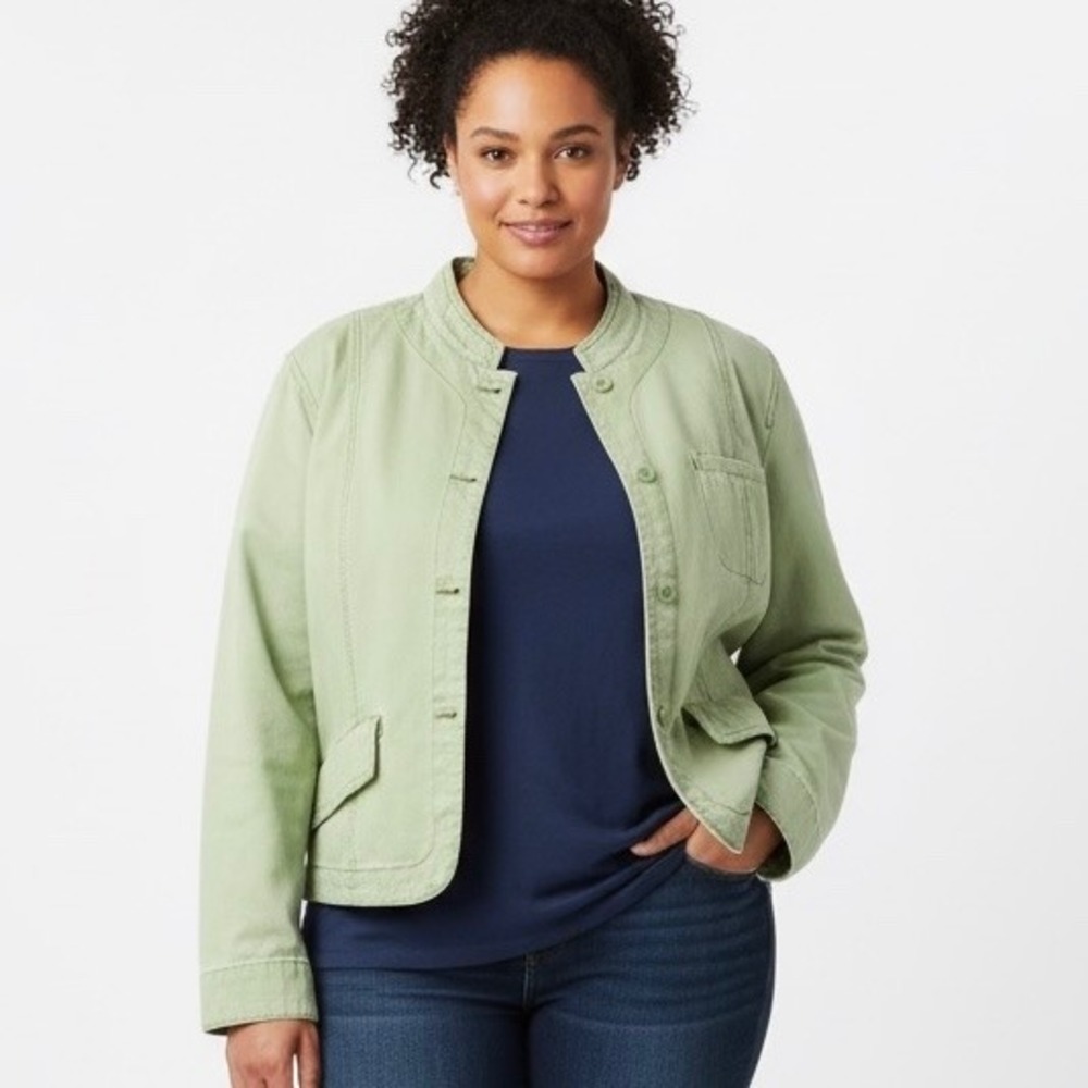 Vintage Y2K Mossimo‎ Jacket Women XL Green Cotton Faded Long Sleeves Boho Target